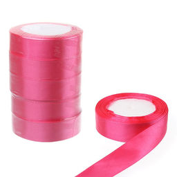 Лента атласная декоративная 25ярд х 2.5см 5 штук набор / 028 /уп 60/розовая
