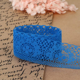 Кружево капроновое, 35 мм, 10±1 м, цвет синий