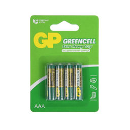 Цена за 2 шт. Батарейка солевая GP Greencell Extra Heavy Duty, AAA, R03-4BL, 1.5 В, блистер, 4 шт.