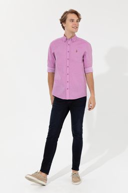 U. S. Polo Assn / Мужская фиолетовая рубашка Uzunkol Basic - U.s. polo assn фото 4