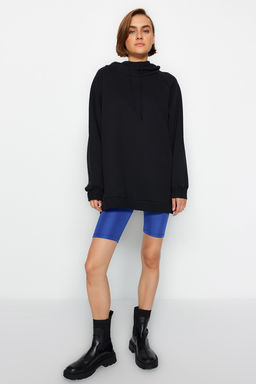 TRENDYOLMILLA Siyah Kapusonlu Oversize Sardonlu Orme Sweatshirt TWOAW23SW00439 фото 13