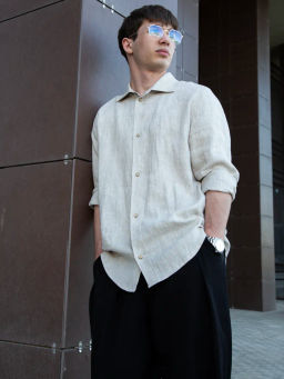 Рубашка мужская Лен Графит - Modamica фото 14