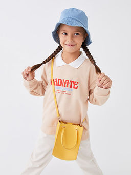 Polo Yaka Bask?l? Uzun Kollu K?z ?ocuk Sweatshirt - Waikiki фото 2