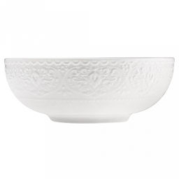Русь Салатник фарфоровый 680мл, д16х5,9см, белый, рельефный декор (Китай) - Домашняя мода фото 2
