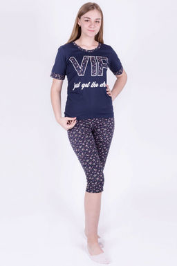 Арт. 014 Пижама с бриджами 46-54 (5 шт) Цвет:верх-темно-синий, низ-темно-синий - Калинка фото 2