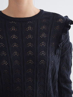 Bisiklet Yaka Ajurlu Kad?n Triko Kazak