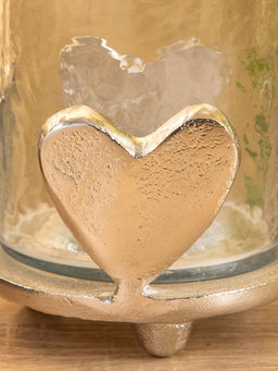 Подсвечник со стеклом Сердце, 10?10?10 см, алюминий