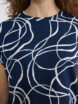 Bisiklet Yaka Desenli Bluz