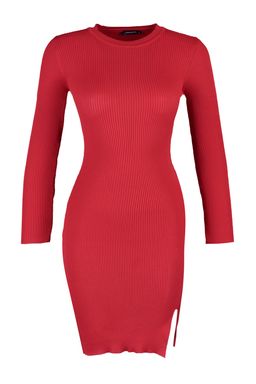K?rm?z? Mini Triko Y?rtmacl? Vucuda Oturan Elbise TWOAW23EL01416