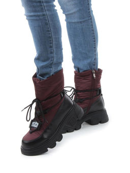 02-FAS98-2Z VINOUS/BLACK Дутики женские (искусственная кожа, плащевая ткань, шерсть)