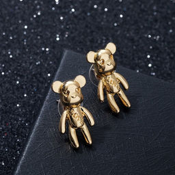 Серьги Плюшевый мишка, цвет золото