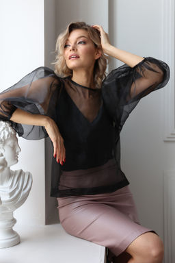 Блузка из органзы с топом в комплекте