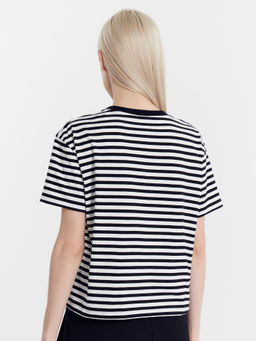 Футболка женская укороченная черная в белую полоску - Mark formelle фото 5