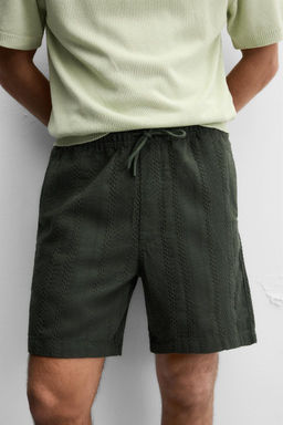 TEXTURED REGULAR FIT BERMUDA SHORTS - Zara фото 7