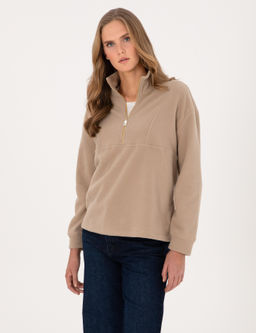 Bej Comfort Fit Sweatshirt