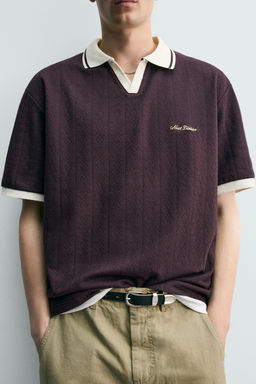 POLO JACQUARD VERTICAL BORDADO / Granate - Zara фото 6