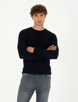Lacivert Slim Fit Bisiklet Yaka Triko Kazak - Pierre cardin фото 3