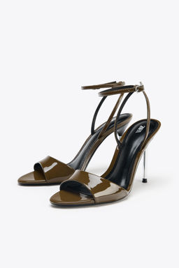 PATENT-EFFECT HIGH-HEEL SANDALS - Zara фото 4