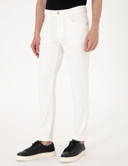 Ekru Slim Fit Jean Pantolon
