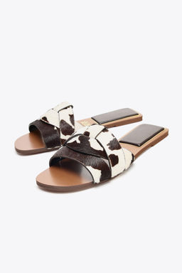 LEATHER FLAT SANDALS - Zara фото 5