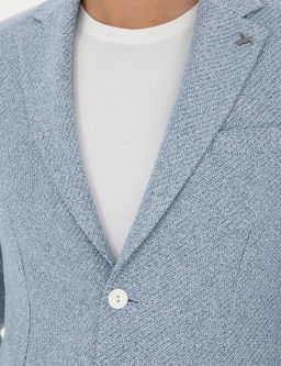A__k Mavi Slim Fit Keten Kar___ml_ Ceket