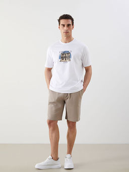 Bisiklet Yaka Bask?l? Penye Erkek Ti??rt