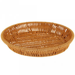 Корзина-сухарница плетеная Кондитер д24,5см h4см, полипропилен, медовый, металлический каркас, форма круглая (Китай)