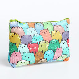 Цена за 3 шт. Косметичка-пенал на молнии, плоская, с рисунком Разноцветные коты, разноцветная