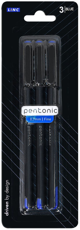 Набор шарик.ручек Linc PENTONIC синий 1 цв. 0,7 мм 3 шт кругл. корп.