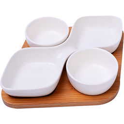 12077 Менажница с подставкой 4пр фарфор/дерево LR (х24) - Mayer&boch фото 2