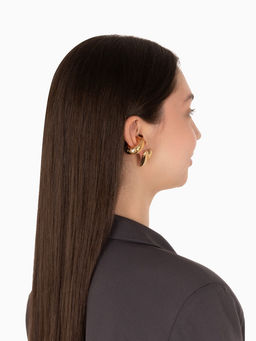 Серьги и каффы QF «Сердечки», набор, бублик, цвет золото