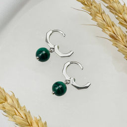 Серьги с камнем Малахит