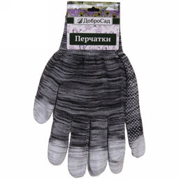 Цена за 12 шт. Перчатки нейлоновые "Аурэль" с ПВХ покрытием облив пальцев и точкой, серый меланж 8 р-р ДоброСад