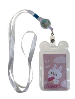 Бейдж для пропуска с рулеткой и лентой, цвет белый