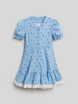 ACOOLA / Платье детское для девочек Valen голубой принт  фото 3
