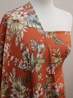 Плательная вискоза Тропиканка цв.оранжево-терракотовый, ш.1.47м, вискоза-100%, 135гр/м.кв - Купава фото 2