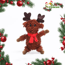 Игрушка мягкая для собак Олень с пищалкой, 26 х 18 см - Пижон фото 8