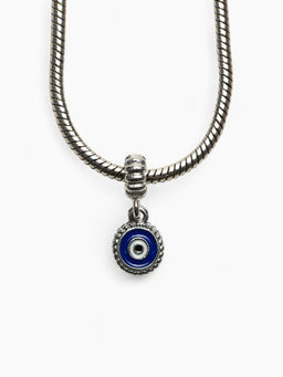 Цена за 5 шт. Шарм подвеска «От сглаза», бело-синий в серебре