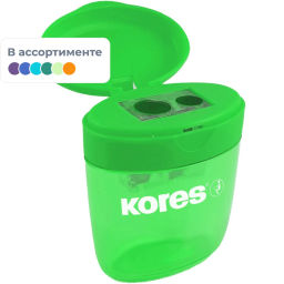 Точилка для карандашей Kores Deposito с контейнером, 2 отв, пластик,ассорти  фото 2
