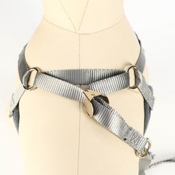 Комплект амуниции с мягкой шлейкой, М, поводок 120 х 1 см, ОШ 28-48 см, ОГ 32-52 см, серый - Пижон фото 4