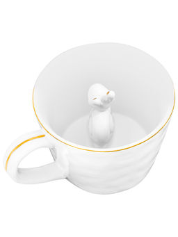 Кружка 300 мл 14*10*7,5 см "Улитка" с фигуркой внутри, белый с золотом, фарфор