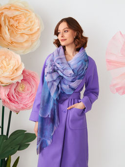 Большой, мягкий, тонкий и очень нежный двусторонний палантин с рисунком в стиле арт-деко - Tantino фото 2