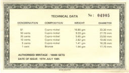 Годовой набор монет 1985 года Бруней (в прозрачной коробке)