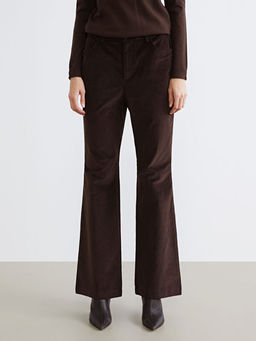 Dar Fit ?spanyol Pa?a Kad?n Kadife Pantolon