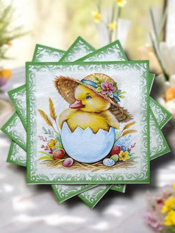 Салфетки бумажные Bouquet Home Collection Classic 33х33см, 3-х слойные, 20 штук в упаковке, 100% целлюлоза, Пасхальный сюрприз (Россия)  фото 8