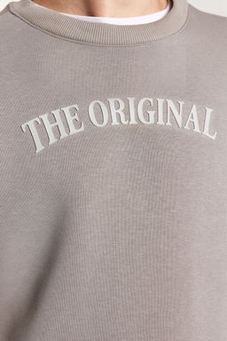Gri Regular/Normal Kesim Ici Polar/S?cak Tutan Yaz? Bask?l? Sweatshirt TMNAW24SW00183 - Trendyolmilla фото 4