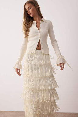 Ekru Merserize Gorunumlu Fitilli Polo Yaka Triko H?rka TWOAW26HI00111 - Trendyolmilla фото 8