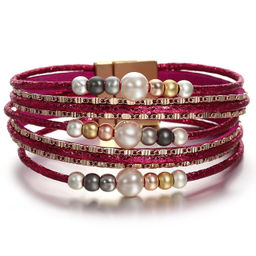 Браслет, жемчуг swarovski , кожа , сталь, ALBW160к