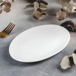 Блюдо овальное Wilmax Olivia, 13.5×20 см, фарфор, белое