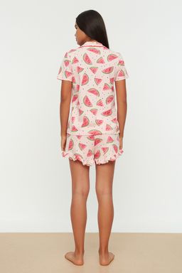 Trendyolmilla Pembe %100 Pamuklu Karpuz Desenli F?rf?rl? Sortlu Orme Pijama Tak?m? THMSS21PT0670 фото 13